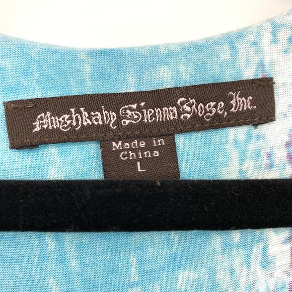 Muska By Sienna Rose Layered Mini Dress Womens Sz L Blue White Brown Multi Print - Picture 5 of 6